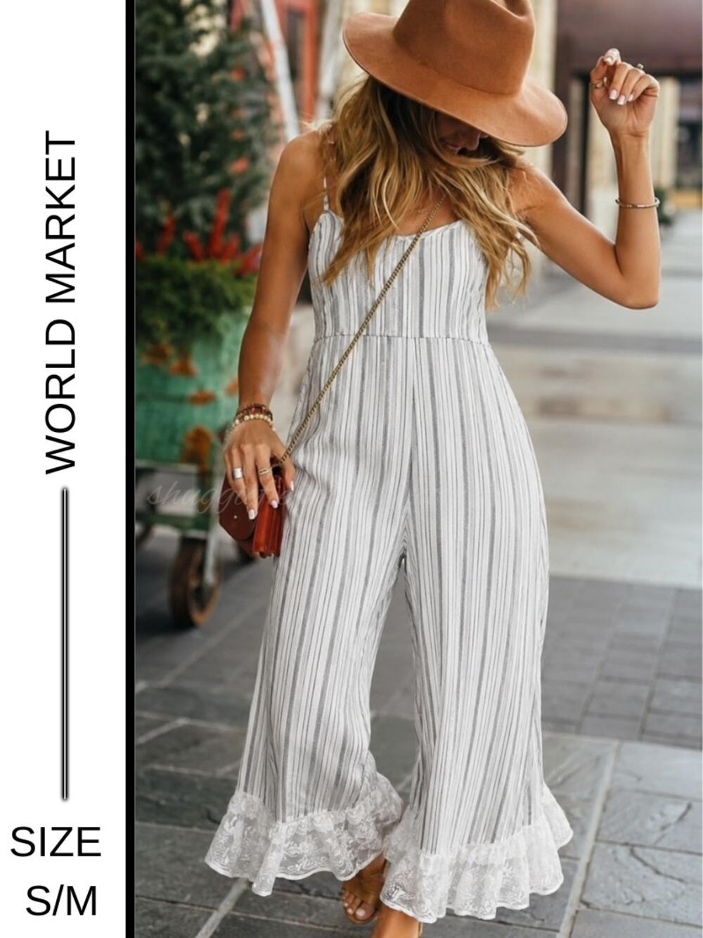MSRP: $59.99 ✨Reworked World Market Khadi Striped Wide-Leg Jumpsuit – Size S/M ✨